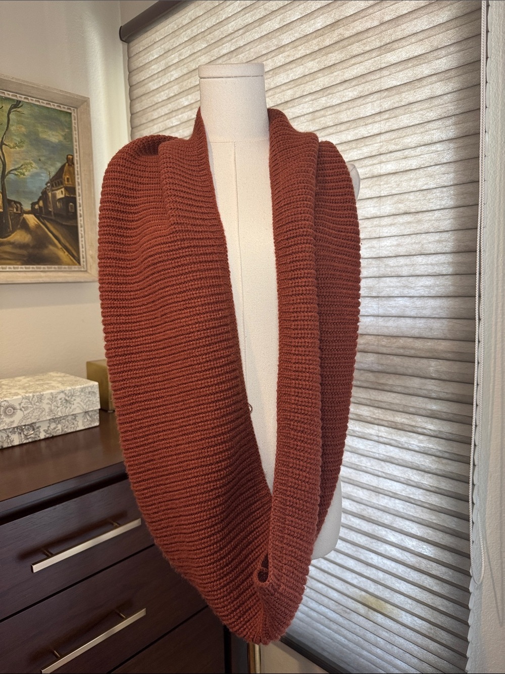 Cozy Rust Knit Infinity Scarf - Picture 2 of 3